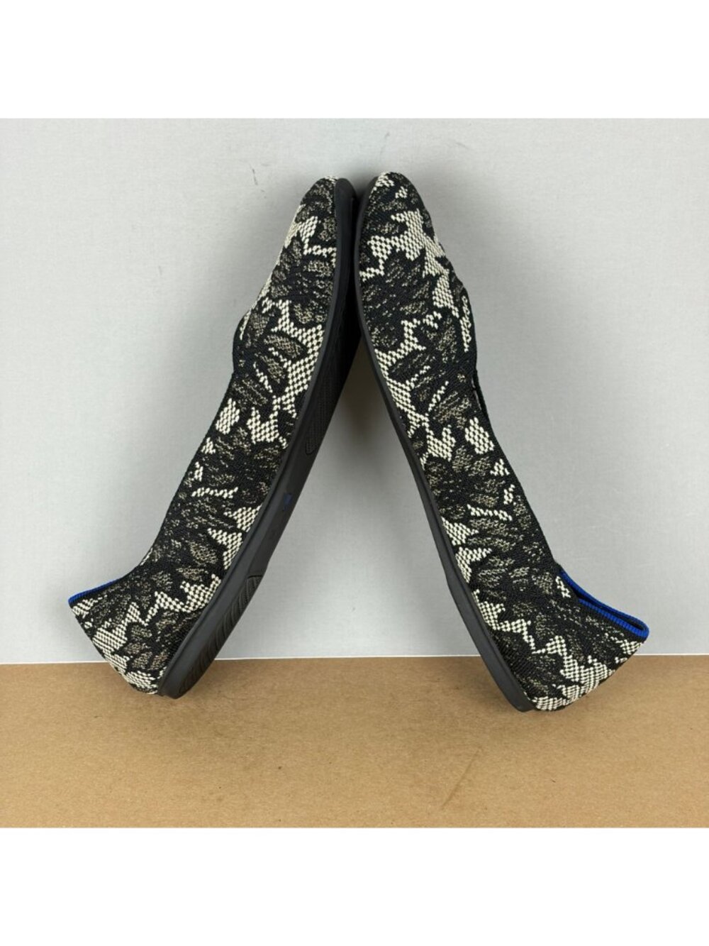 Rothy's The Flat Chantilly Slip on Ballet Flats Womens 10.5 Black Floral Round - Picture 5 of 10